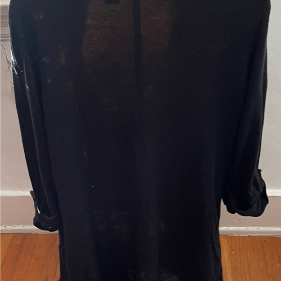 Chico’s black bamboo rayon open front cardigan with pockets, size 1 or M preppy - Picture 6 of 14